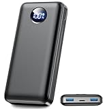 Powerbank 26800mAh, 22.5W Schnellladefunktion Externer Akku mit 3 Ausgänge (USB-C 20W PD 3.0 & QC 3.0 USB-A), Flugzeugzulassung Kompaktes Ladegerät für iPhone 17 16 15, Samsung, iPad,Carbo