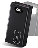 50000mAh Powerbank Tragbarer Ladegerät: 22,5 W Schnelllade-Externer Akku - Powerbank mit 5 Ausgängen & 2 Eingängen und Taschenlamp