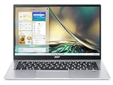 Acer Swift 1 (SF114-34-P07A) Ultrabook/Laptop 14 Zoll Windows 11 Home - Full HD IPS Display | Intel Pentium N6000 | 8 GB DDR4 RAM | 256 GB SSD | Intel UHD Graphics | QWERTZ | Lüfterlos | Silber
