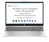 HP Laptop | 15,6' FHD Display | Intel N100 | 4 GB DDR4 RAM | 128 GB UFS | Intel UHD Graphics | Microsoft 365 Single (1 Jahr) enthalten | Windows 11 Home im S-Modus | QWERTZ | Natural Silver