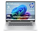 HP OmniBook X Flip NG AI 16-as0253ng 2in1 Laptop, Next Gen KI Copilot+ PC, 16' 2K 1920 x 1200 Touchscreen, Intel Ultra 5-226V (8C) 40 NPU Tops, 16GB LPDDR5X 8533, 512 GB SSD, Win 11, QWERTZ, Silber