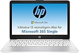 HP Stream Laptop | 11,6' HD Display | Intel Celeron N4120 | 4GB DDR4 RAM | 64GB eMMC | Intel Grafik | Windows 11 S-Mode | QWERTZ Tastatur | Weiß | inkl. Microsoft Office 365 Sing