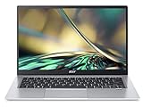 Acer Swift 1 (SF114-34-P3WR) Ultrabook / Laptop | 14' FHD Display | Intel Pentium N6000 | 8 GB RAM | 256 GB SSD | UHD Graphics | Windows 11 | QWERTZ Tastatur beleuchtet | silber