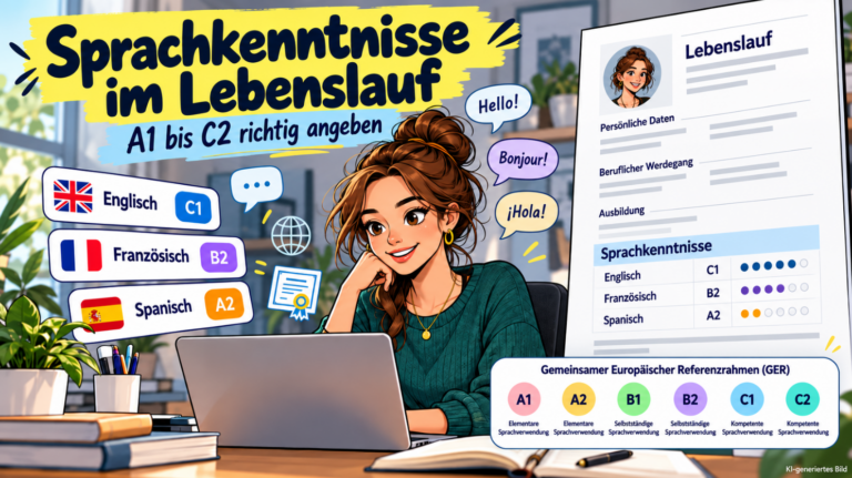 Sprachkenntnisse im Lebenslauf richtig angeben: GER-Niveaus A1 bis C2, fließend, verhandlungssicher und Muttersprache – mit Beispielen und Vorlagen.