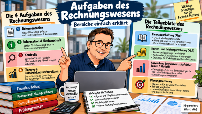 Aufgaben des Rechnungswesens – Dokumentation, Kontrolle, Planung sowie Finanzbuchhaltung und Kostenrechnung einfach erklärt
