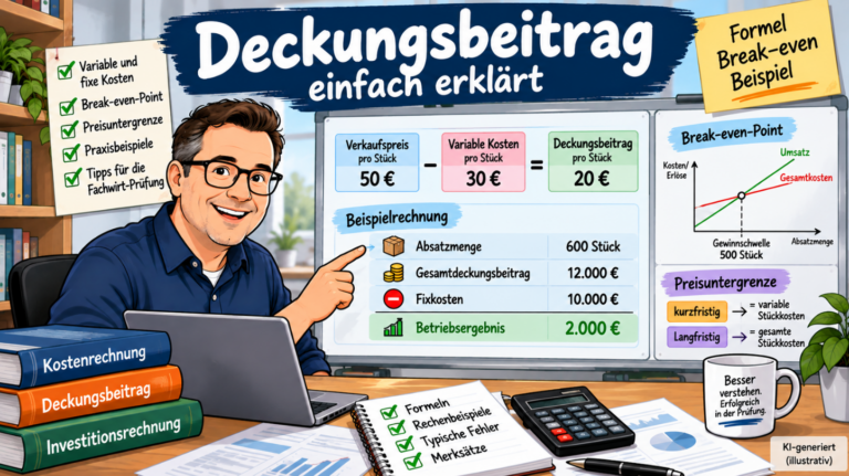 Deckungsbeitrag einfach erklärt – Formel, Break-even-Point und Rechenbeispiel