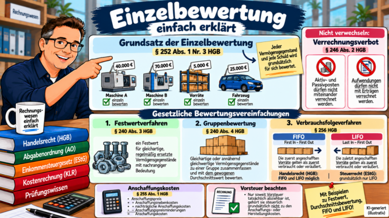 Einzelbewertung einfach erklärt – Festwert, Gruppenbewertung sowie FIFO und LIFO nach HGB im Überblick