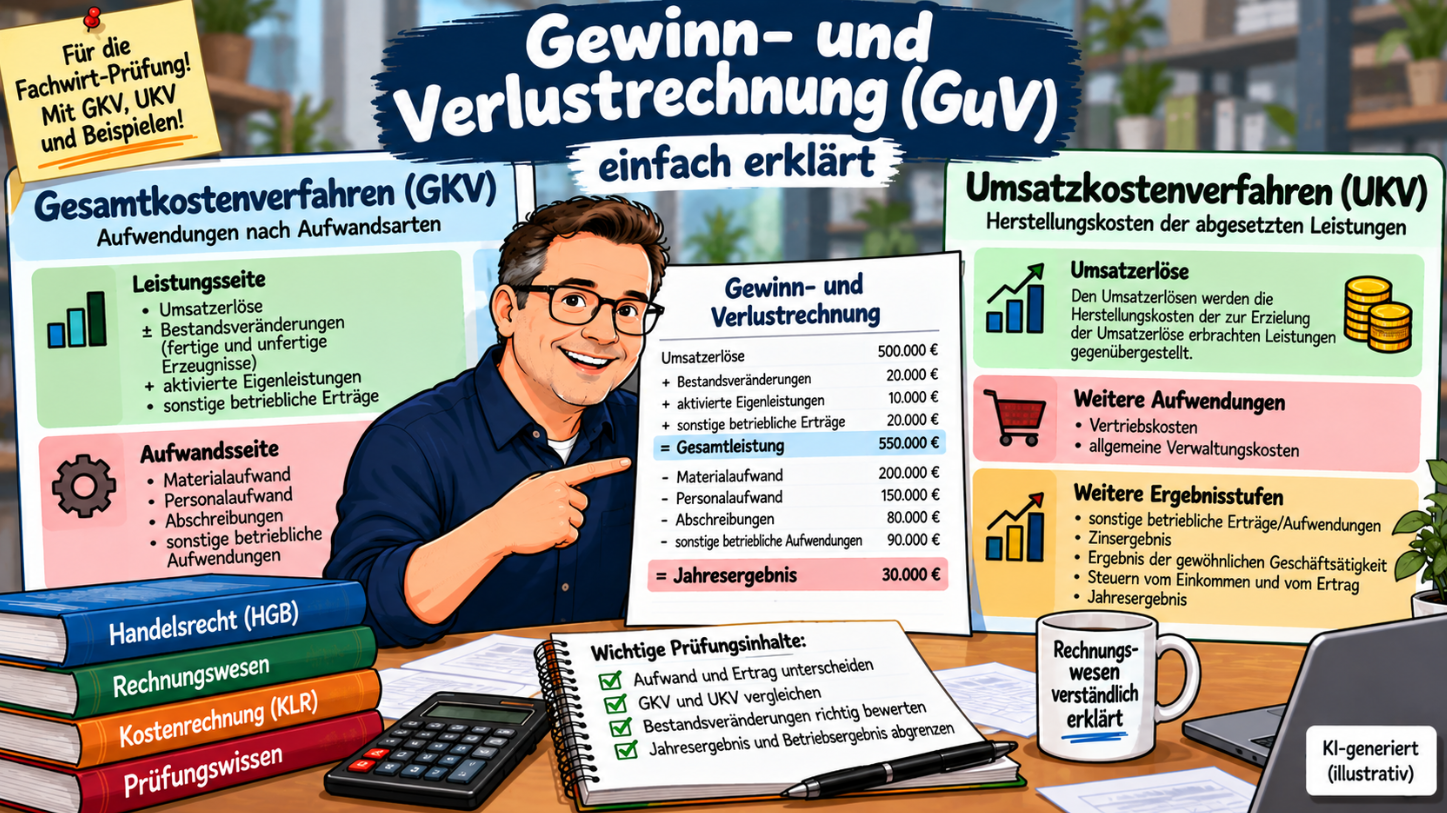 Gewinn- und Verlustrechnung (GuV) einfach erklärt – Gesamtkostenverfahren und Umsatzkostenverfahren im Vergleich