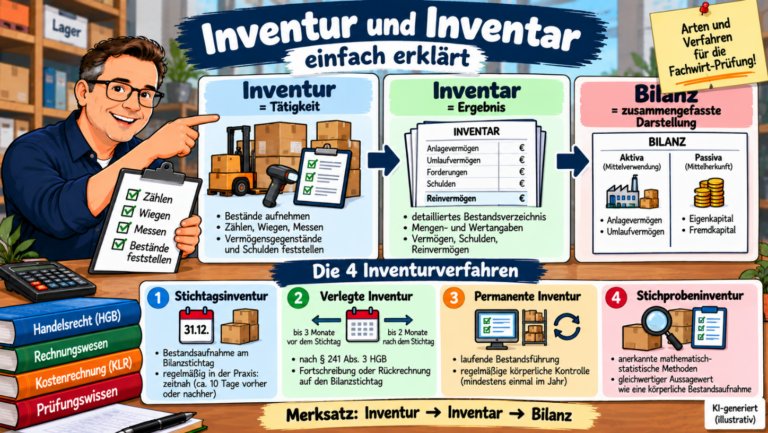 Inventur und Inventar einfach erklärt – Stichtagsinventur, verlegte, permanente und Stichprobeninventur im Überblick