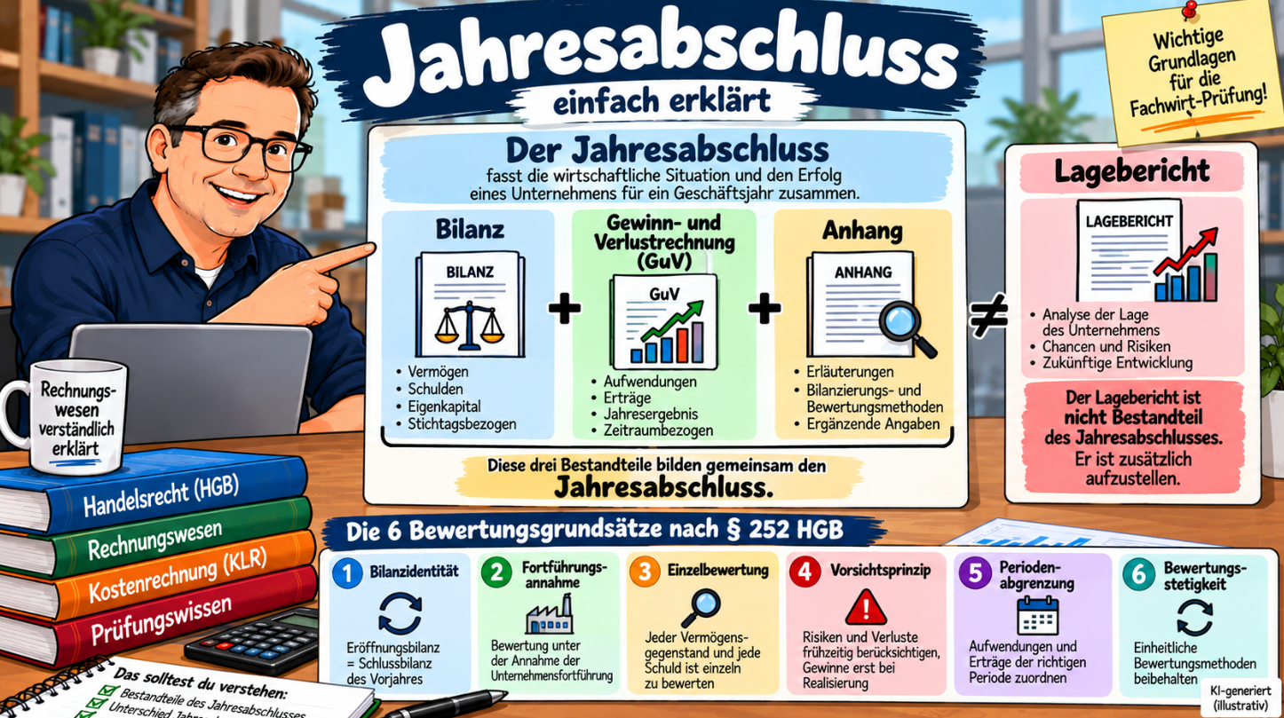 Jahresabschluss einfach erklärt – Bilanz, GuV, Anhang, Lagebericht und Bewertungsgrundsätze nach HGB