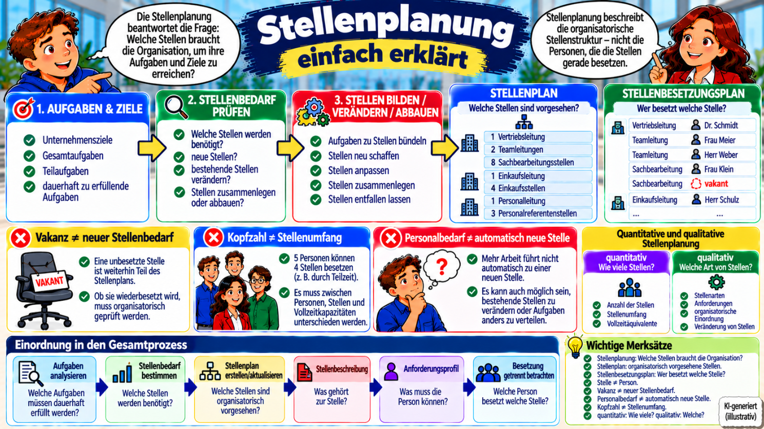 Stellenplanung einfach erklärt – Stellenbedarf, Stellenplan und Stellenbesetzungsplan sowie Vakanz, Stellenumfang und quantitative und qualitative Planung im Überblick