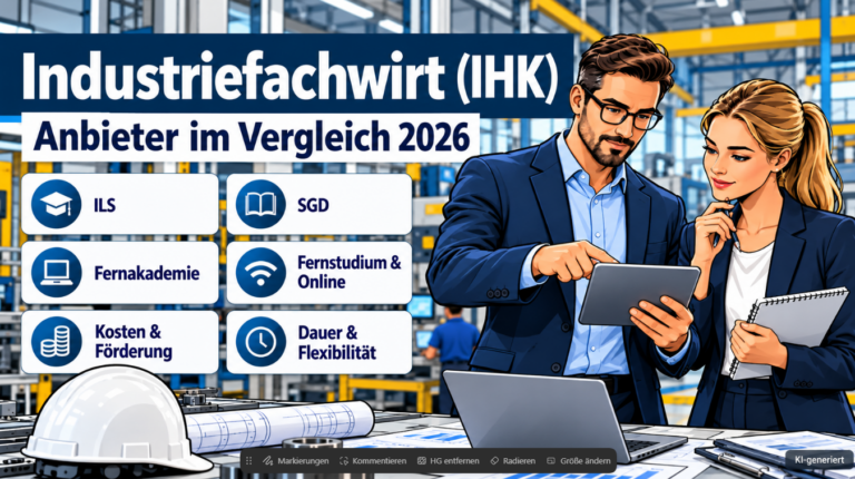 Industriefachwirt Anbieter im Vergleich 2026 – ILS, SGD, Fernakademie und Online-Kurse
