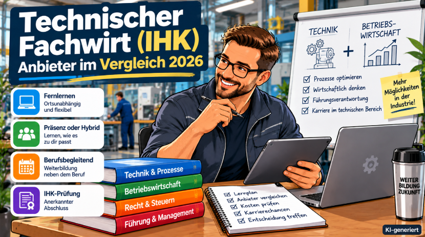Technischer Fachwirt IHK – Anbieter im Vergleich 2026 – KI-generierte Illustration