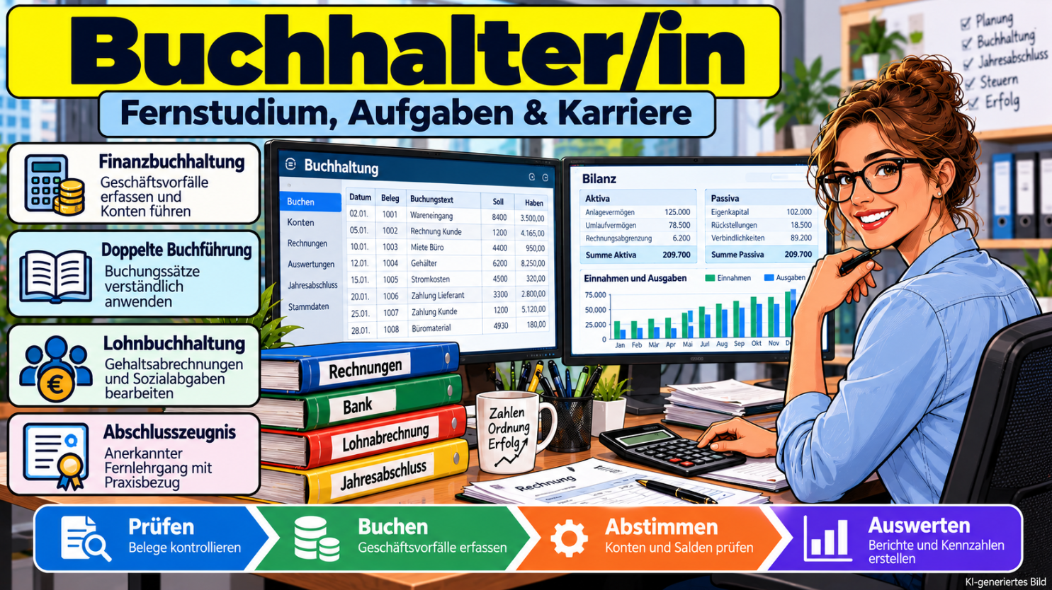 Buchhalter werden: Fernstudium, Kosten & Gehalt