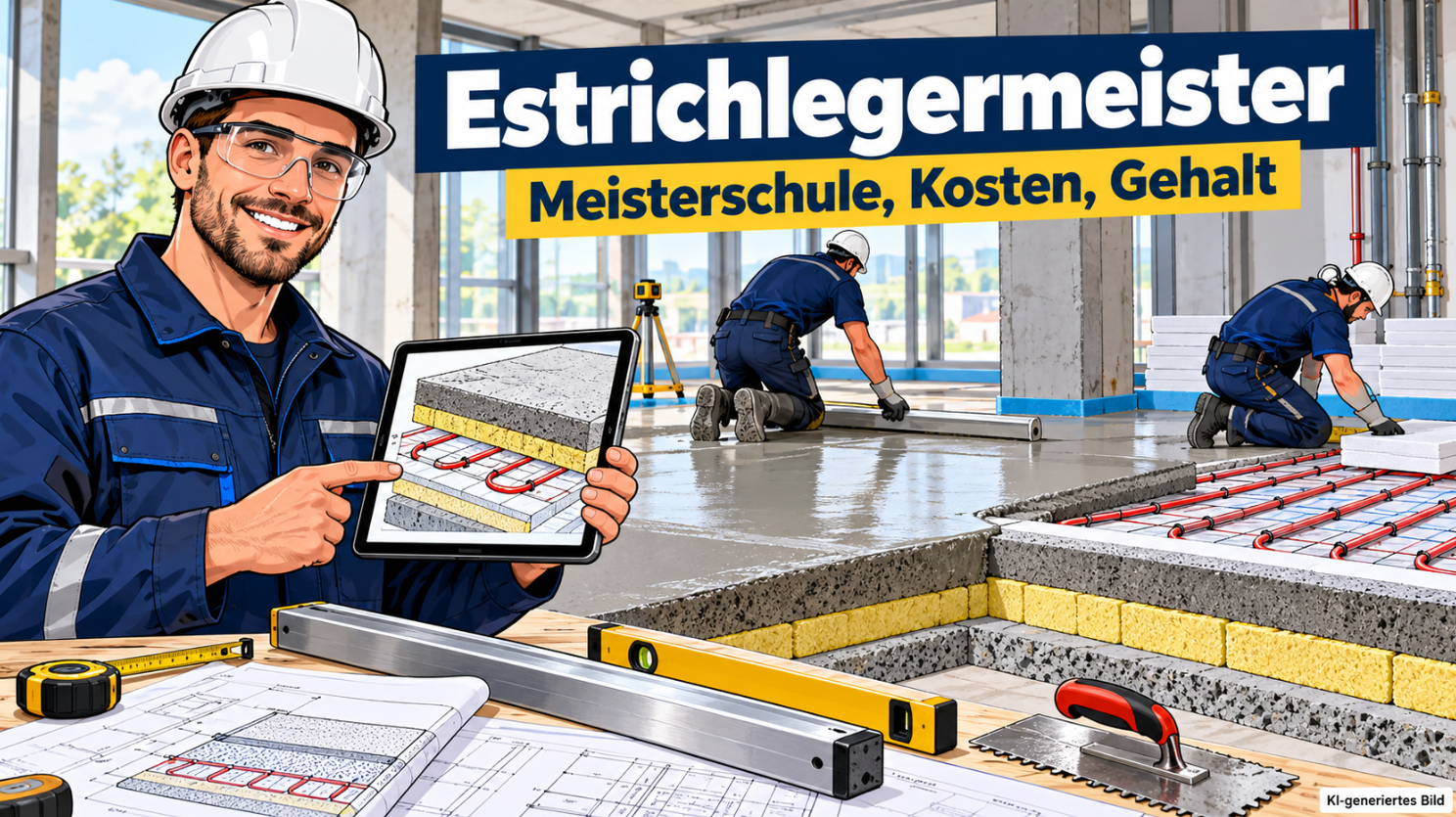 Estrichlegermeister werden: Voraussetzungen, Meisterschule, Kosten und Gehalt