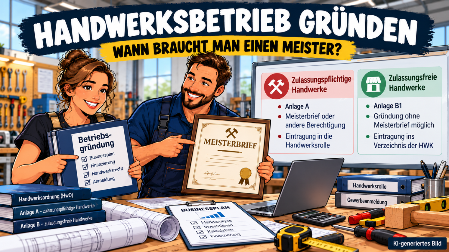 Handwerksbetrieb gründen: Wann braucht man einen Meisterbrief?