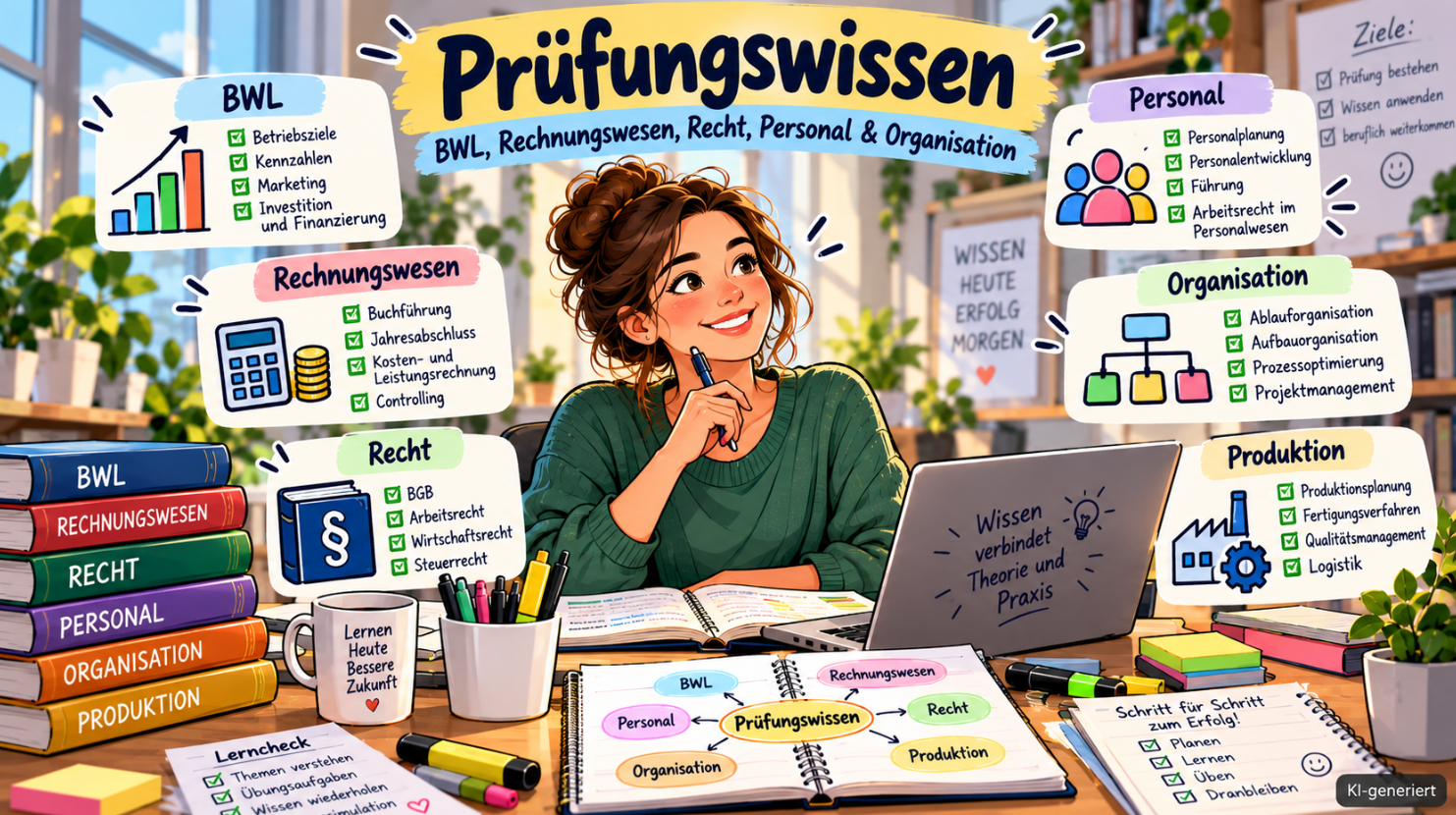 Prüfungswissen: BWL, Rechnungswesen, Recht, Personal & Organisation