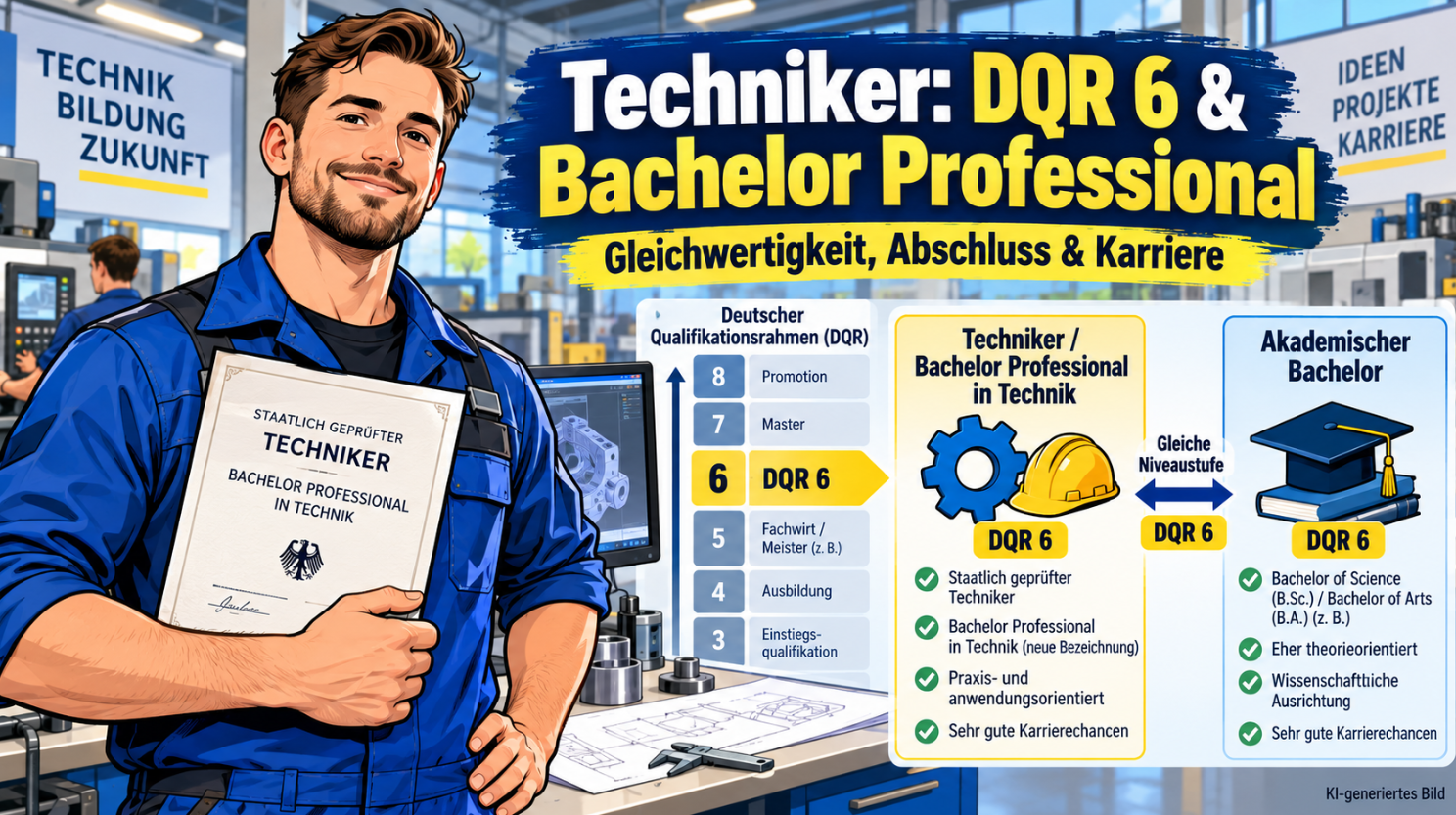 Staatlich geprüfter Techniker: DQR 6 und Bachelor Professional erklärt