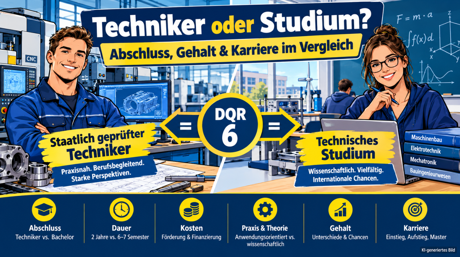 Staatlich geprüfter Techniker oder Studium? Unterschiede, Gehalt und Karriere